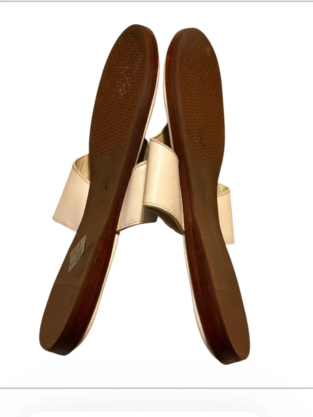 Tory Burch Jamie Dulce De Leche Leather Logo Thong Slide Sandals Women 7M